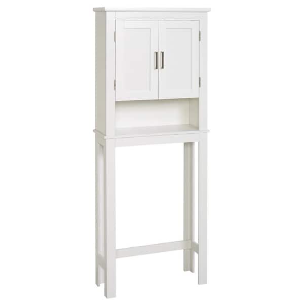 Glacier Bay Shaker 26.7 in. W x 68 in. H x 10.1 in. D White Over The Toilet Storage with Adjustable Shelves & Doors