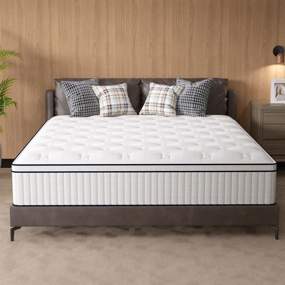 CHEVNI Eco-friendly White King Medium Memory Foam 12 in. Bed-in-a-Box ...