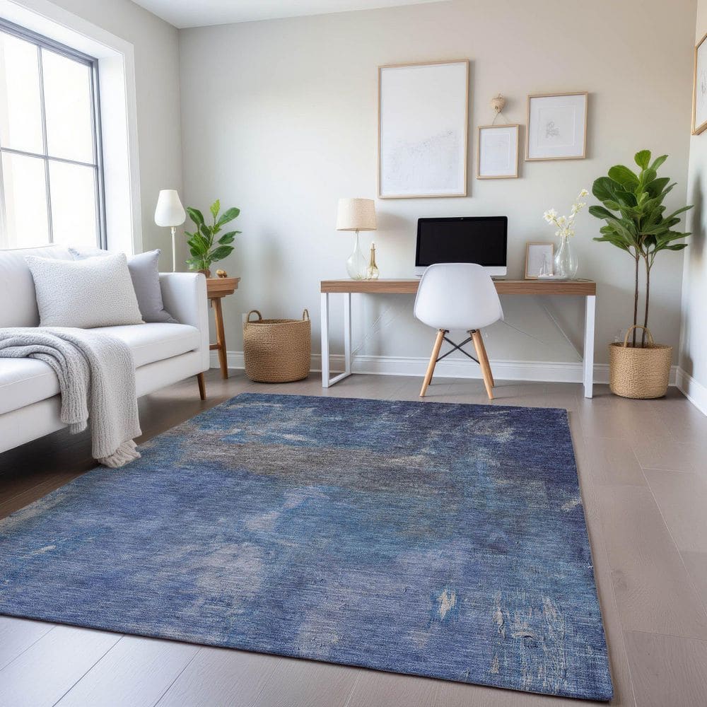 Mayfield Premium Machine Washable Abstract AMF1363 Blue 3 ft. x 4 ft. Area Rug price history on PriceWatchPro
