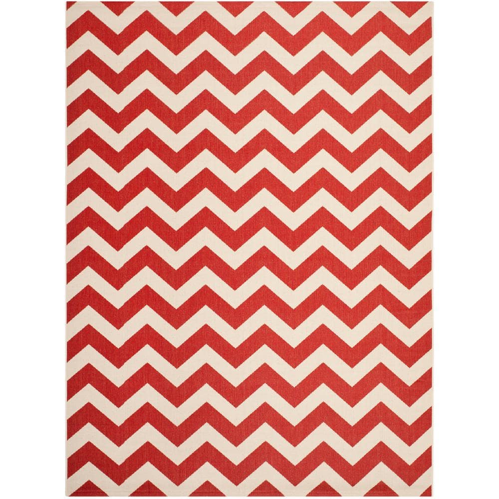 SAFAVIEH Courtyard Red 9 ft. x 12 ft. Geometric Indoor/Outdoor Patio ...