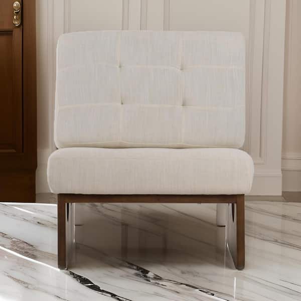 Benjara Beige and Brown Fabric Side Chair