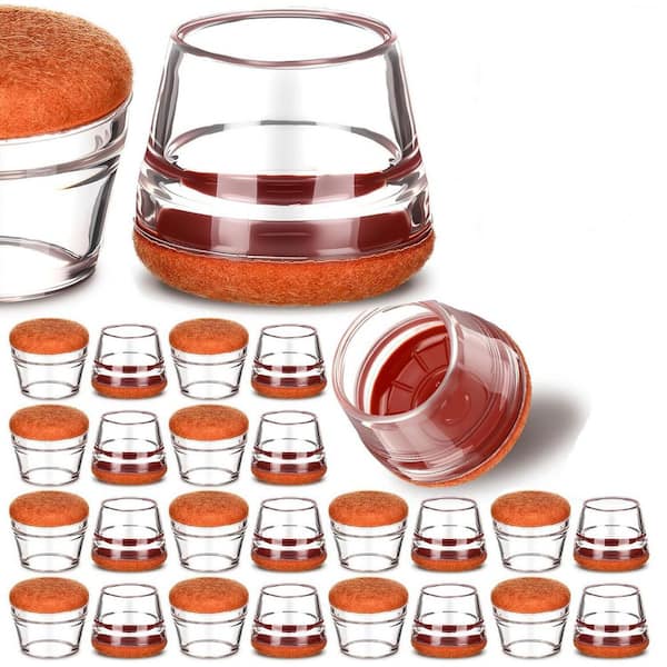 32-Pieces Brown Chair Leg Floor Protectors TPE Classroom Chairs and Desks Leg Covers w/Quiet Felt Sliders Prevent Scuffs