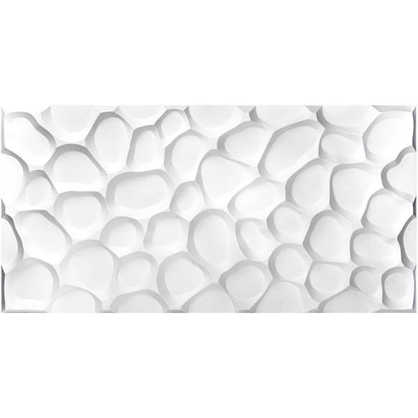 Art3dwallpanels Stone White Paintable 3D PVC Wall Panels 47.24 in. x 23.6 in. Decorative Wall Tile for Living Room ( 46.3 sq. ft./Box)