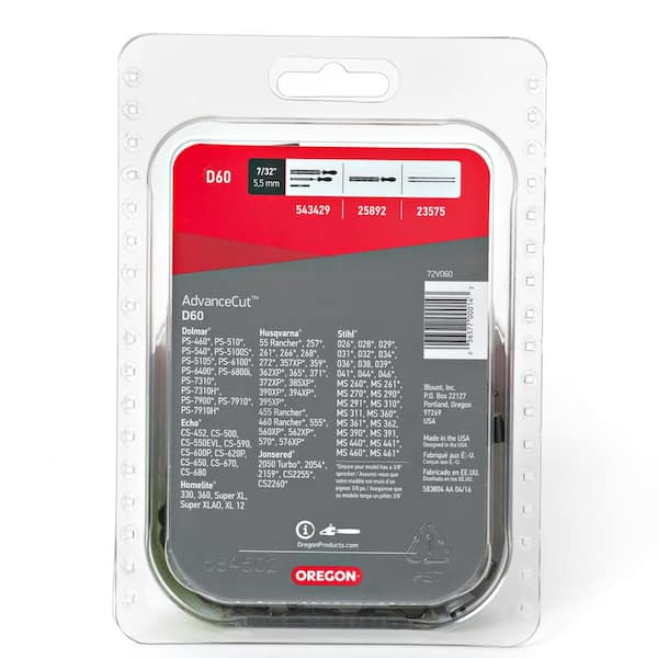 D60 Chainsaw Chain for 16 in. Bar Fits Husqvarna, Echo, Stihl, Poulan, Craftsmand and others