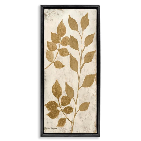 Stupell Industries Natural Leaves Overlap by Michael Marcon Black Floater Frame Nature Graphic Art Print 25 in. x 11 in.