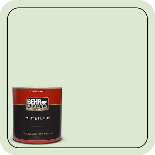 BEHR PREMIUM PLUS 1 qt. #T12-18 Minty Frosting Flat Exterior Paint & Primer