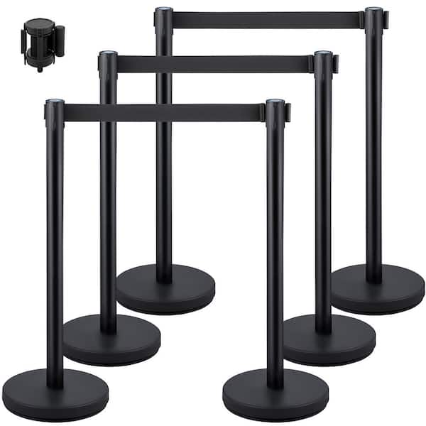 VEVOR Crowd Control Stanchions, 6-Pack Crowd Control Barriers w/ 3-Pieces 6.5 ft. Retractable Belt, Stanchion Posts Queue Pole