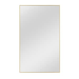 35 in. W x 59 in. H Rectangular Metal Framed Bathroom Wall Mirror in Gold