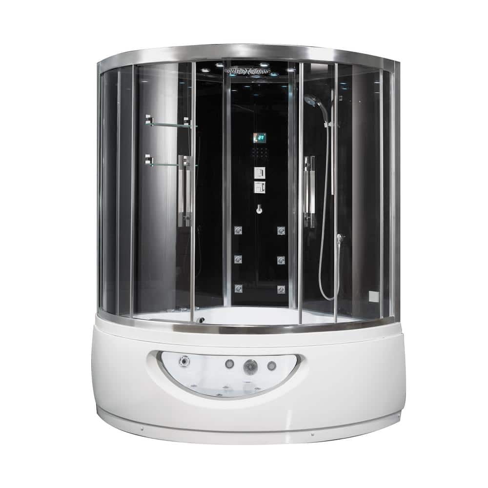 Platinum 59 in. x 59 in. x 89 in. Steam Shower Jetted Tub, Bluetooth, Chrom