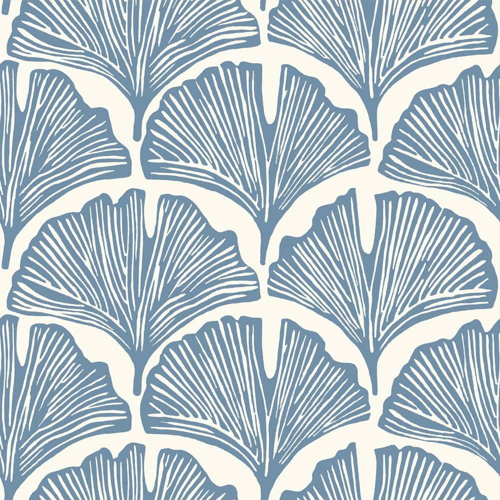 Tempaper Novogratz Feather Palm Waverly Blue Peel and Stick Wallpaper