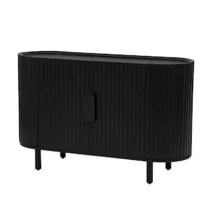 Black MDF 47.8 in. Stylish Curved Design Light Luxury Sideboard with Adjustable Shelves