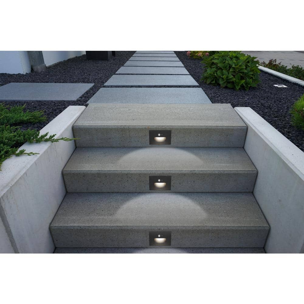 Black Integrated LED Recessed Stair Light with Motion Detection
