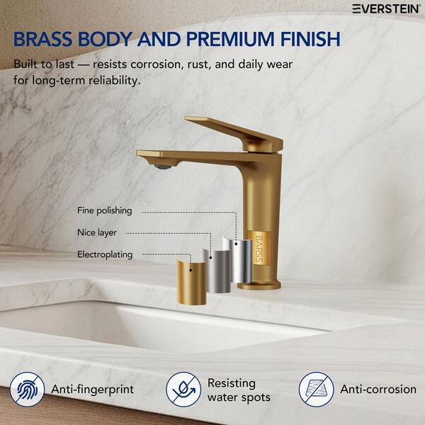 EVERSTEIN 7.25 in. Height Waterfall 1-Handle Faucet Splash-Proof