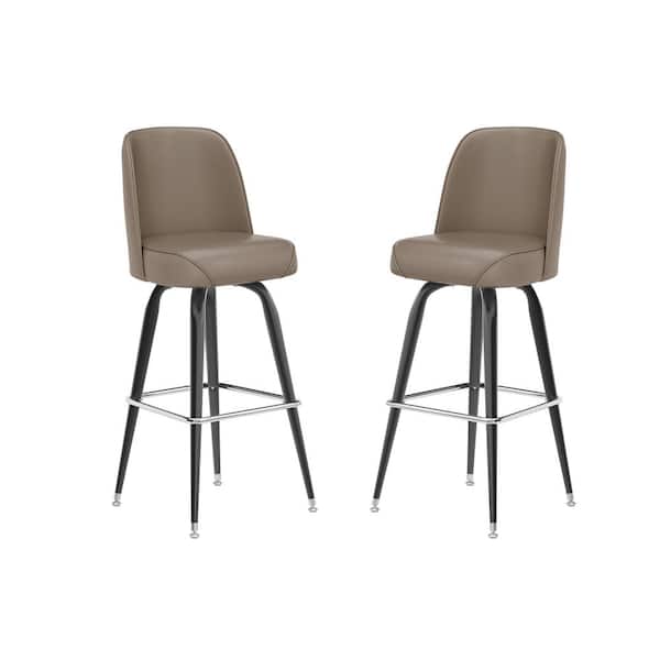 Carnegy Avenue James 2-Pack Commercial Grade 31 in. Metal Barstool with Beige Swivel Bucket Seat