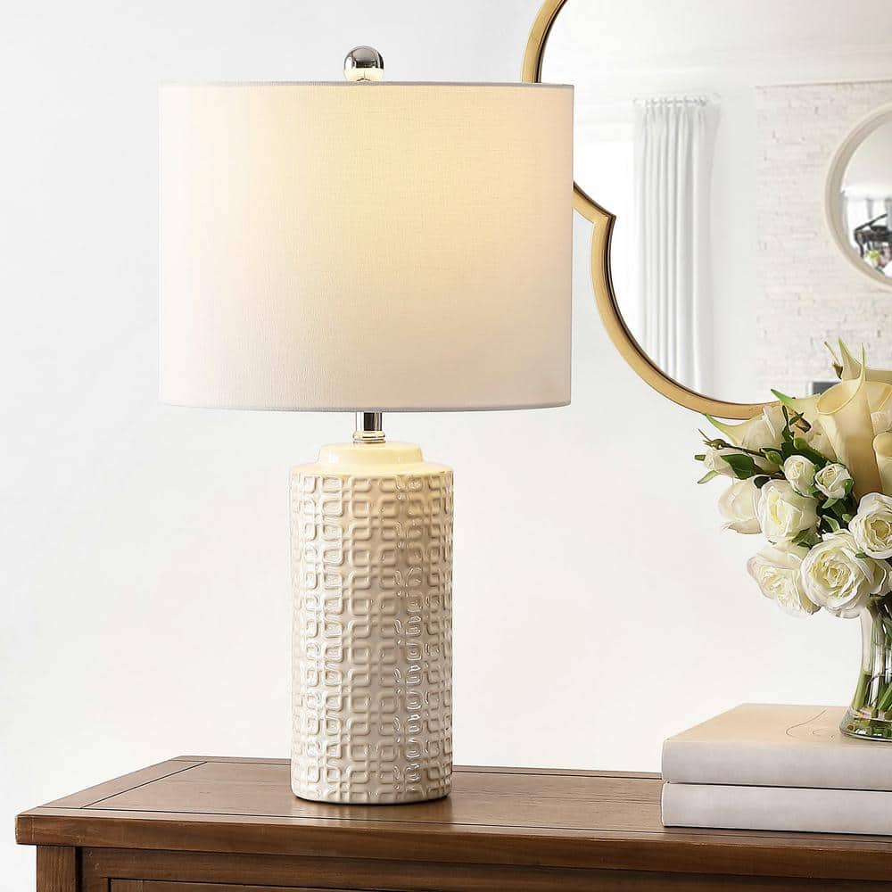 Artef 24" White Ceramic Table Lamp Set with LED Bulbs