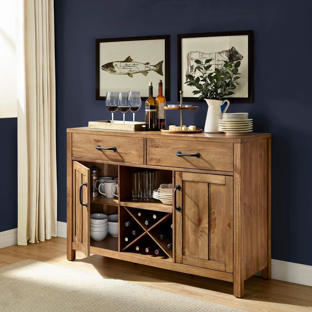 Rustic Charm 57'' Natural Wood Sideboard with Industrial Accents