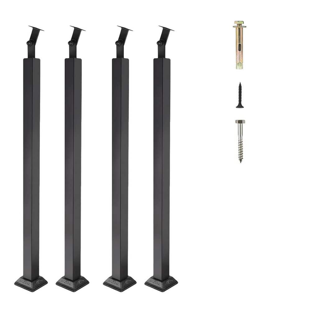 33.46 in. H x 1.57 in. W Black Zinc Steel Stair Railing Kit for Indoor Outdoor Deck Porch Steps price history on PriceWatchPro
