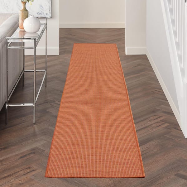Positano Terracotta 2 ft. x 10 ft. Kitchen Runner Solid Modern Indoor/Outdoor Patio Area Rug
