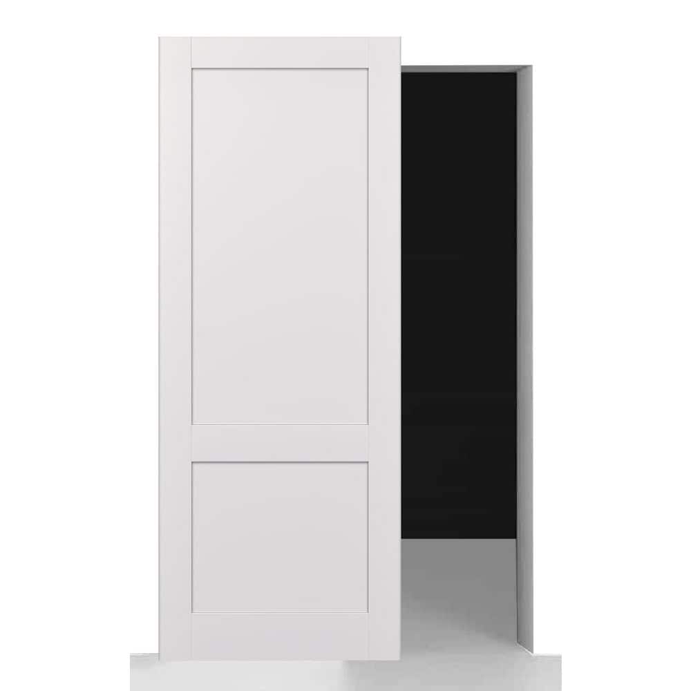 Shaker 2 Panel N 36 in. x 96 in. Snow White Wood Composite Hidden w/o BaseBoard Sliding Barn Door with Hardware Kit price history on PriceWatchPro