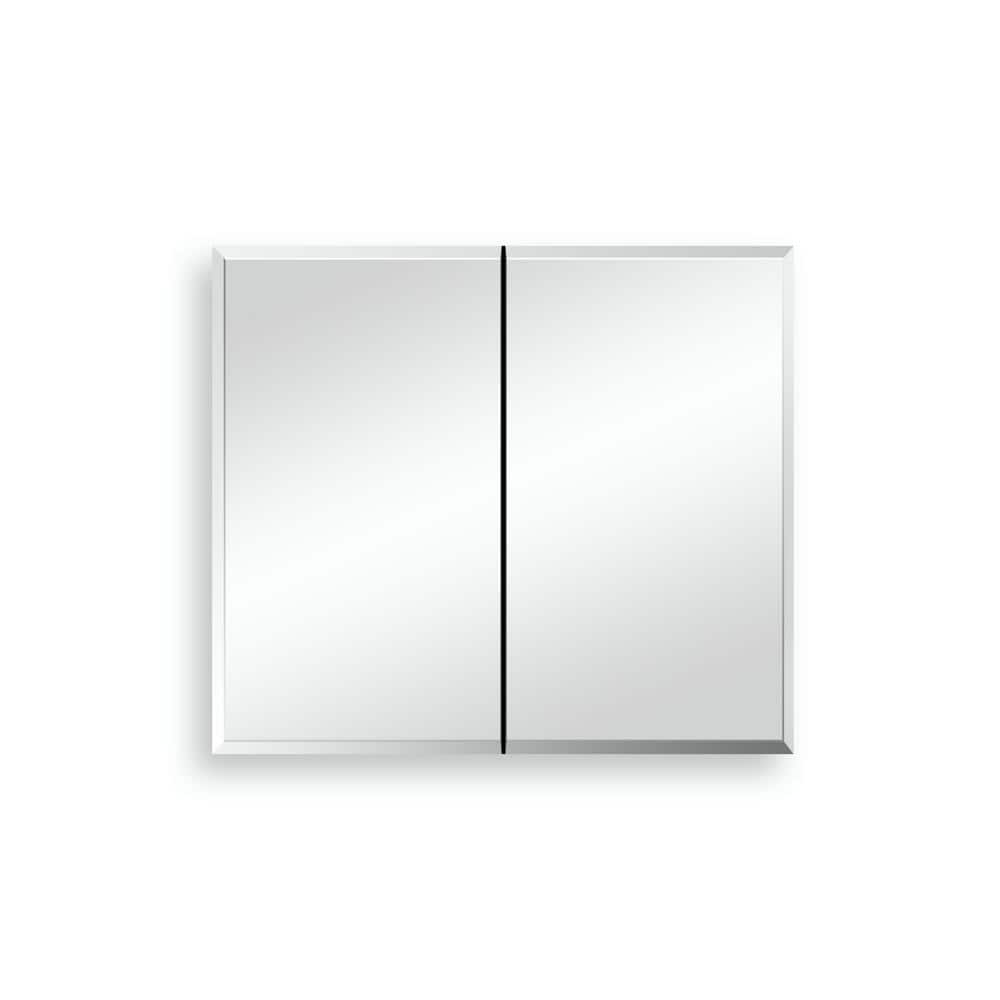 30 in. W x 26 in. H Silver Surface Mount Frameless Medicine Cabinet with Mi