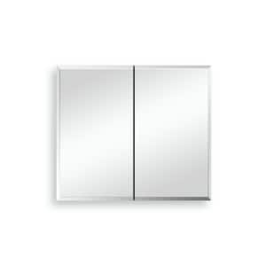 30 in. W x 26 in. H Silver Surface Mount Frameless Medicine Cabinet with Mirror