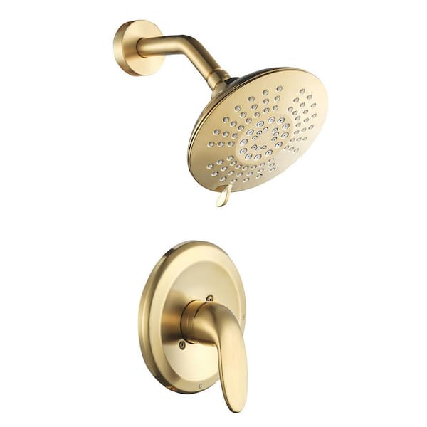 Single Handle 5-Spray Shower Faucet 1.8 GPM with Pressure Balance Valve in Brushed Gold