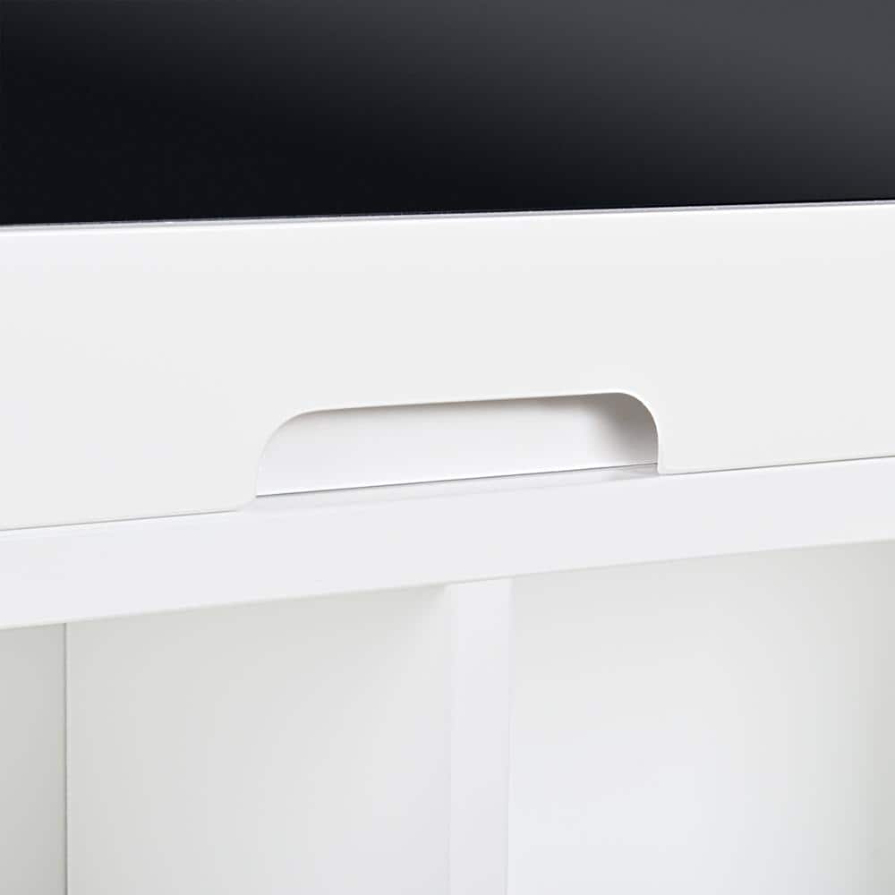 Murphy White Laminated MDF Fold-Down Wall Desk with Chalkboard and Storage