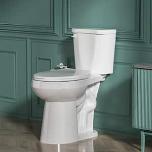 2-Piece Toilet 1.28 GPF Single Flush Round White Toilet 19 in. ADA Chair Height with Soft-Close Seat 12 in. Rough In