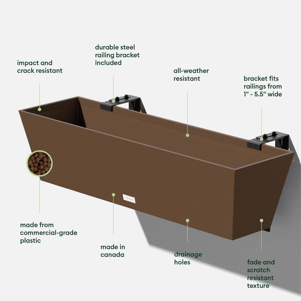 Espresso 36" Recycled Plastic Railing Planter Box