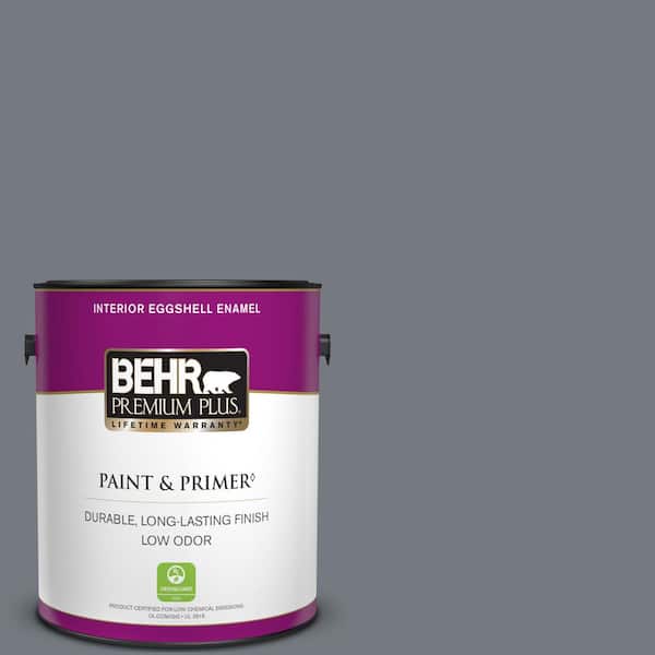 BEHR PREMIUM PLUS 1 gal. #N510-5 Liquid Mercury color Eggshell Enamel Low Odor Interior Paint & Primer