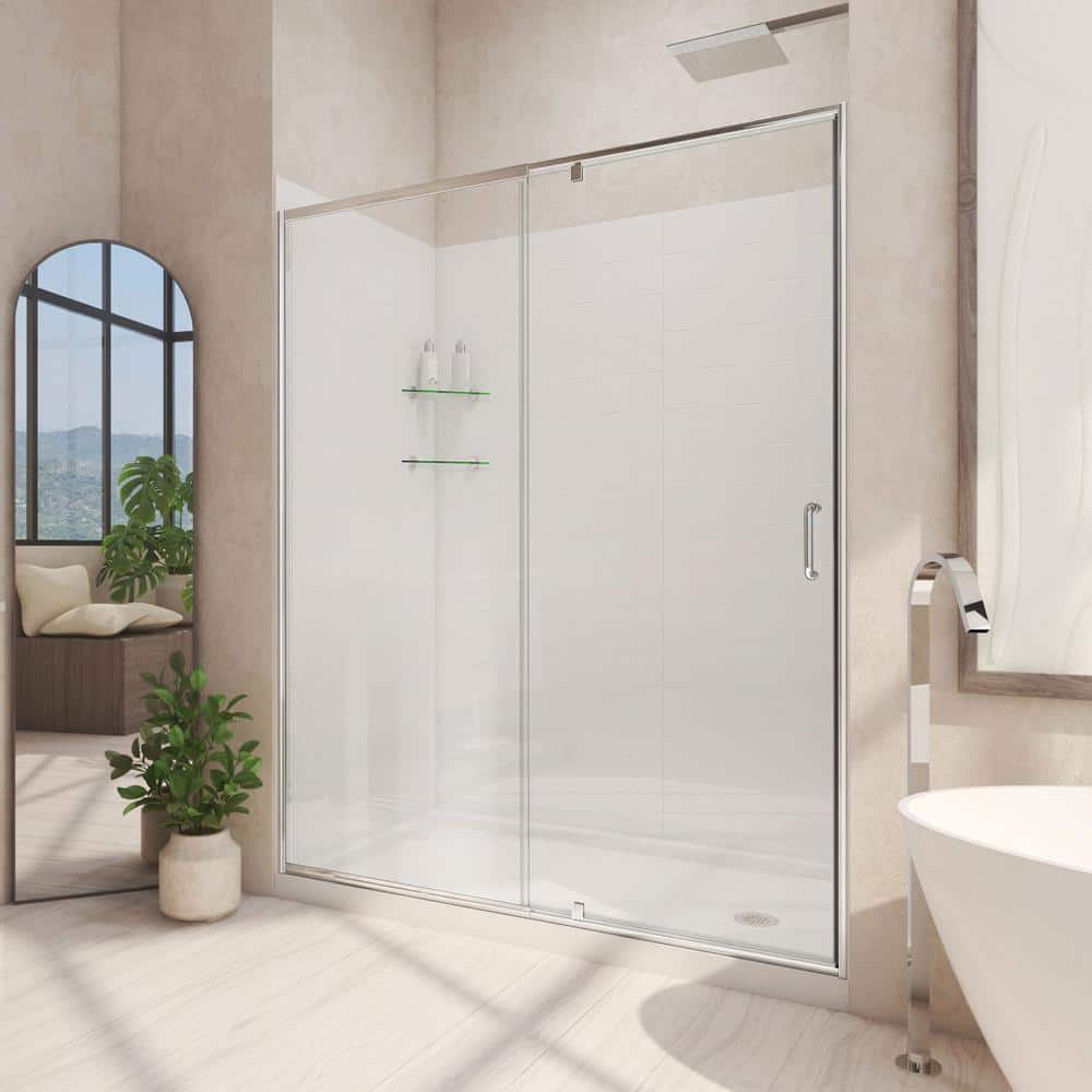 Flex Chrome Semi-Frameless Shower Door with Acrylic Wall Kit