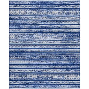 Whimsicle Navy Ivory 7 ft. x 10 ft. Abstract Contemporary Area Rug