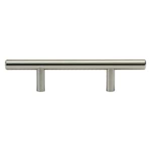 Solid 3 in. (76 mm) Center-to-Center Brushed Nickel Kitchen Cabinet Drawer T Bar Pull Handle Pull 6 in. L (10-Pack)