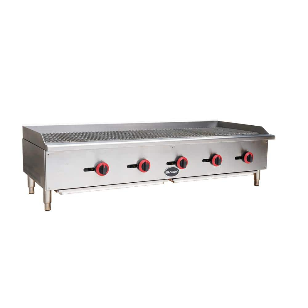 SABA 60 in. Gas Cooktop Charbroiler in Stainless Steel with 5 Burners