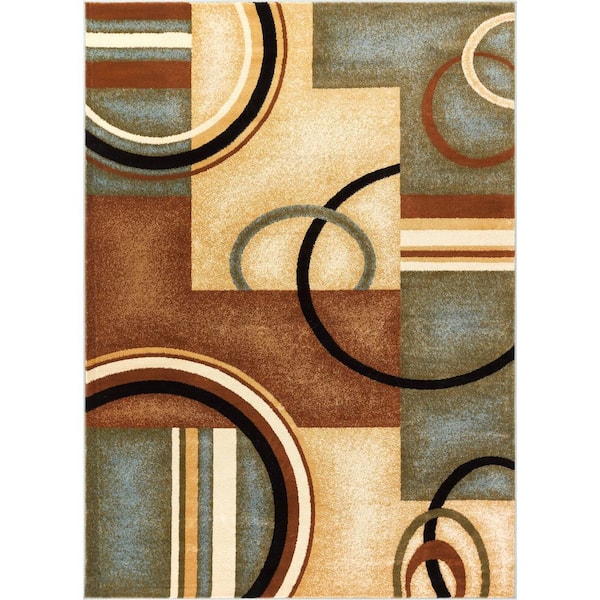 Well Woven Barclay Arcs and Shapes Light Blue 8 ft. x 10 ft. Modern Geometric Area Rug