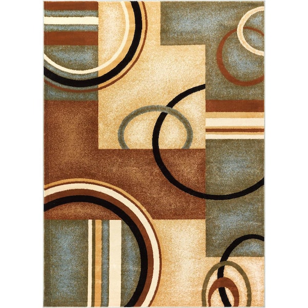 Barclay Arcs and Shapes Light Blue 9 ft. x 13 ft. Modern Geometric Area Rug