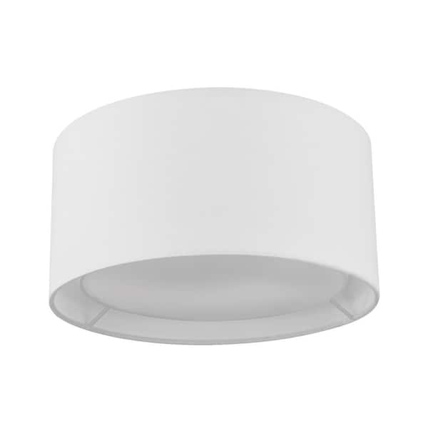 Globe Electric Luna 12 in. 2-Lights Matte White Flush Mount with Matte Gold Accent