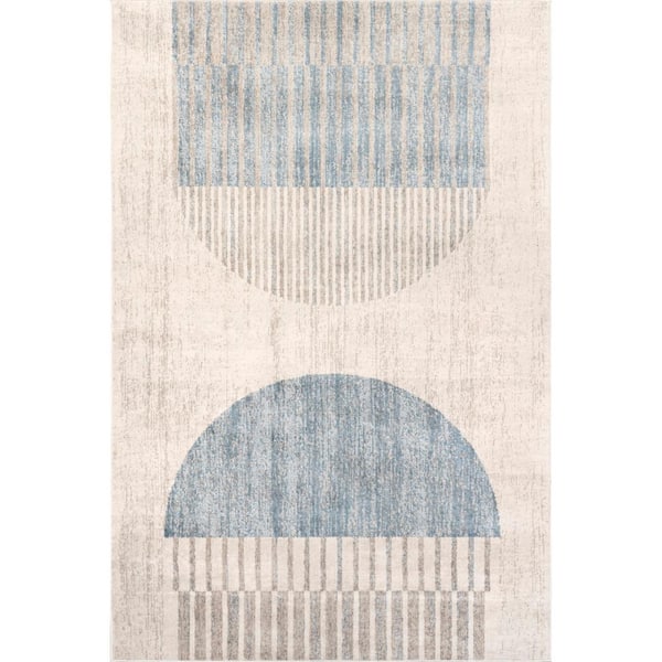 nuLOOM Ambria Abstract Striped Blue 8 ft. x 10 ft. Mid-Century Modern Area Rug