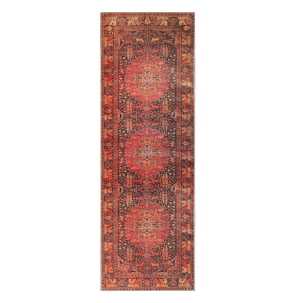 Copley Brown 2 ft. 6 in. x 7 ft. 6 in. Oriental Medallion Modern Polyester Area Rug