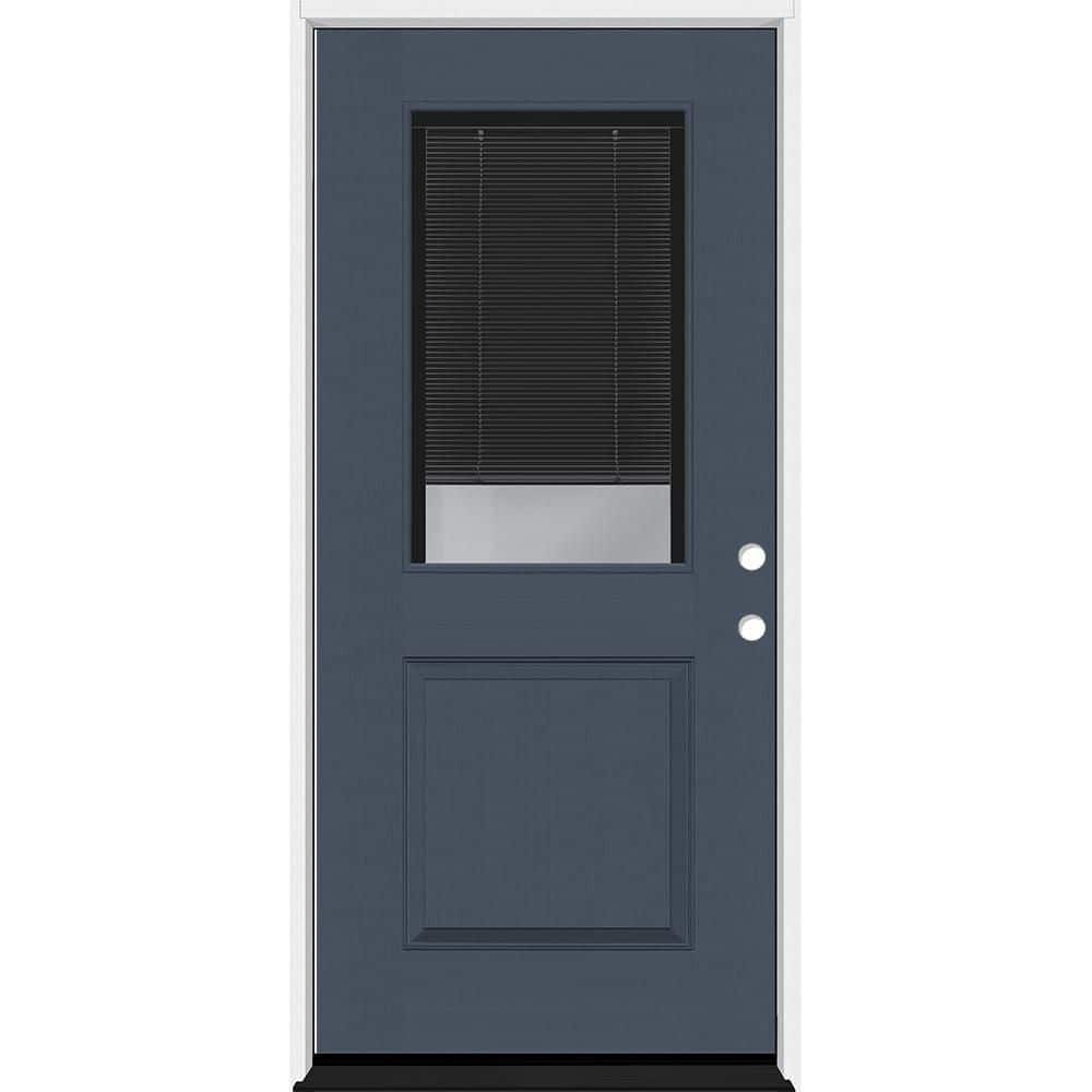 Legacy 30 in. x 80 in. 1/2 Lite Clear Glass Noir Miniblind LHIS Dark Denim Fiberglass Prehung Door w/4-9/16 in. Jamb price history on PriceWatchPro