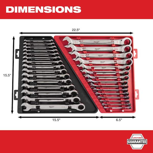 Milwaukee Metric Ratcheting Combination Wrench Set with 1/4 in. Drive SAE/Metric Ratchet and Socket Mechanics Tool Set (40-Piece)
