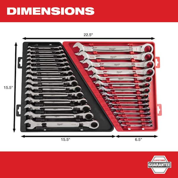 Milwaukee Metric Ratcheting Combination Wrench Set (15-Piece) 48