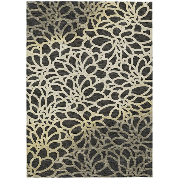 Chantille Machine Washable Indoor/Outdoor Abstract ACN2412 Black 10 ft. x 14 ft. Area Rug