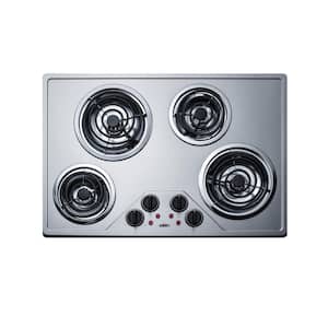 29.38 in. Coil Top Electric Cooktop in Stainless Steel with 4-Elements
