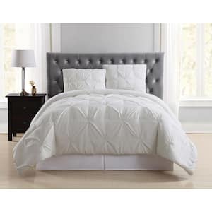 Pleated 2-Piece Ivory Twin XL Duvet Cover Set