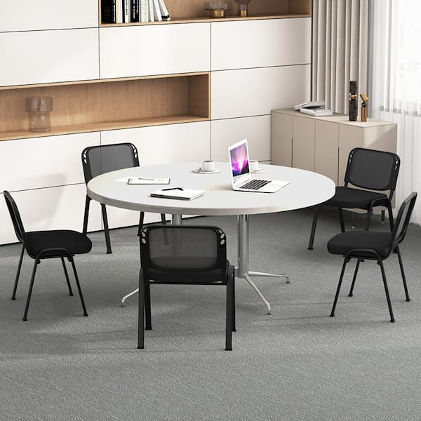 Boyel Living Conference Chairs Black Office Waiting Room Guest Reception Chairs with Mesh Back (Set of 5)