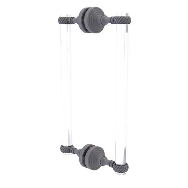 Allied Brass Pacific Grove 12 in. Back to Back Shower Door Pull with Twisted Accents in Matte Gray