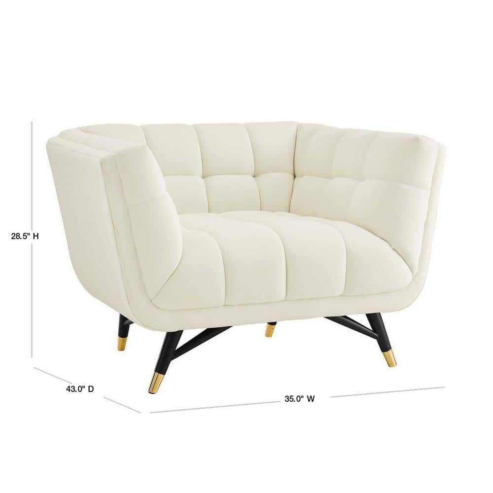 Chic Black Velvet Tufted Accent Chair with Splayed Birch Legs