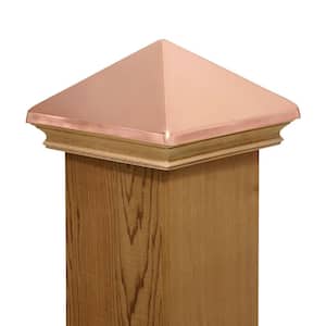 Miterless 6 in. x 6 in. Untreated Wood Flat Slip Over Fence Post Cap with Copper Pyramid