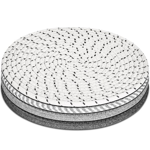 Boho Farmhouse Cotton Heat Resistant Trivets Neutral Finish Set of 4 for Kitchen Hot Dishes Pots and Pans